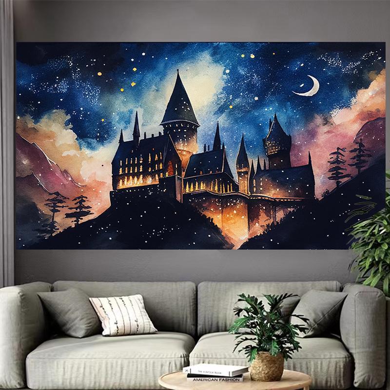 Interior Design Landscape - Castle Lake Wandtapijt Fantasie Landschap Kunst