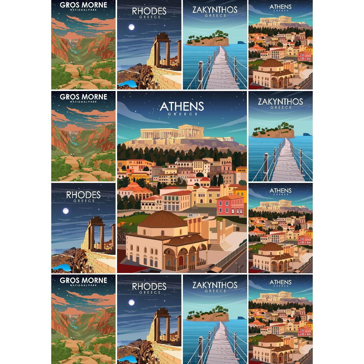 Interior Design Landscape - Vintage Athene Griekenland Reizen Poster Print