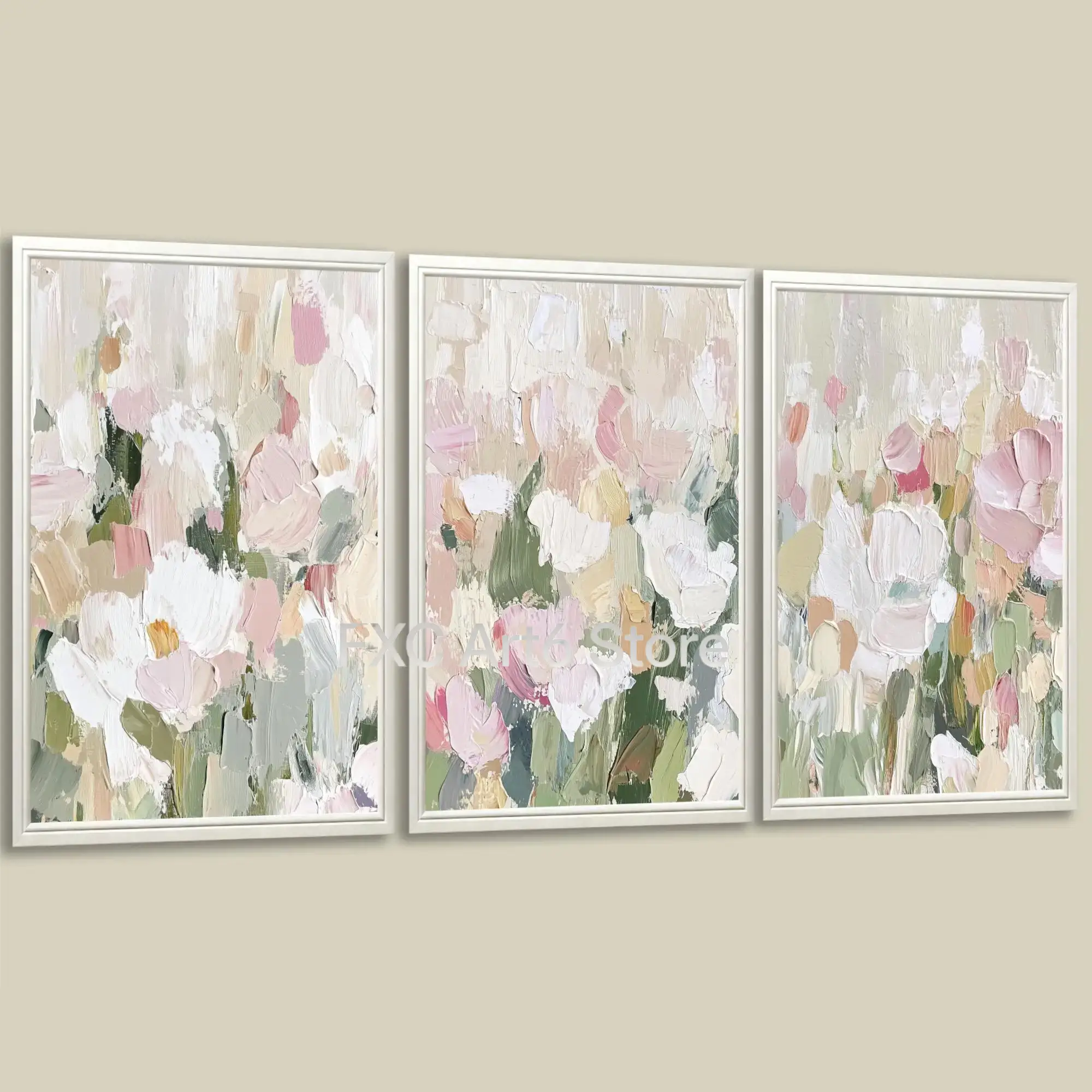 Abstract Canvas Set - 3-delige frameloze Impasto getextureerde abstracte bloemen