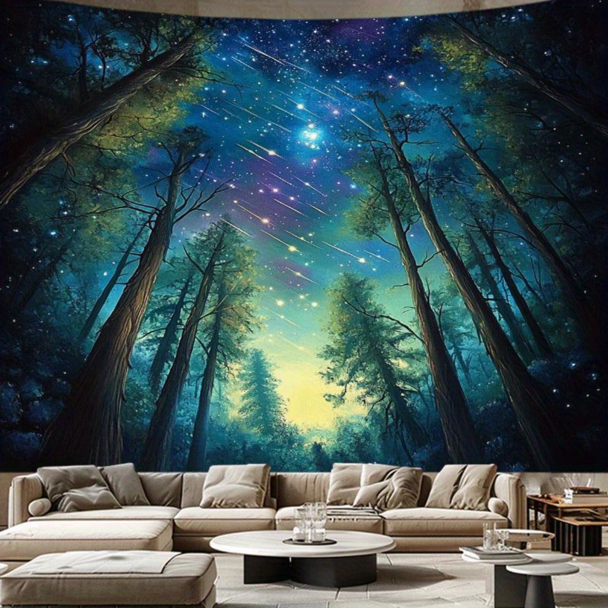 Interior Design Landscape - Sterrennacht Bos Hemel Wandtapijt 2D HD