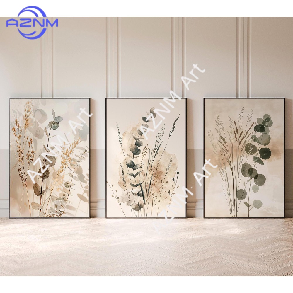 Abstract Canvas Set - 1/3 STUKS, Botanische wandkunstset van 3