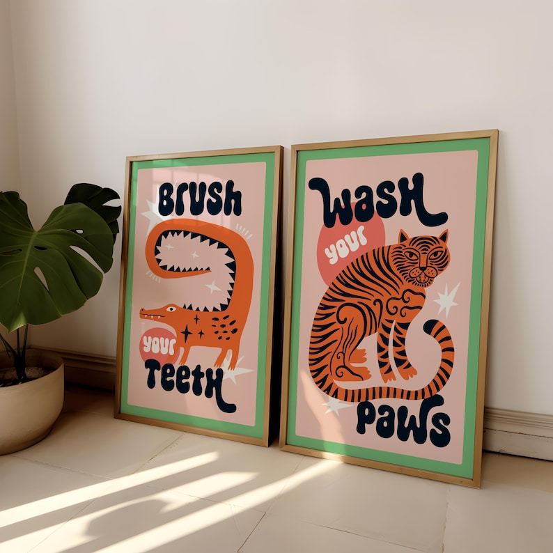 Abstract Canvas Set - 2 stks/set Tijger Wassen Uw Poten