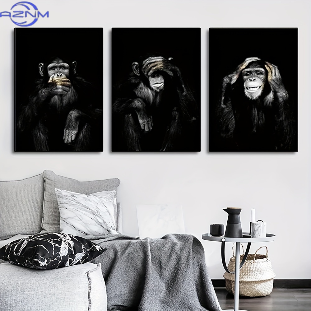 Abstract Canvas Set - 3 stks/set groot formaat ingelijste retro