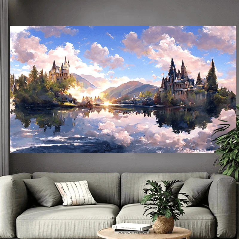 Castle Lake Wandtapijt Fantasi - Interior Design Landscape recensie en prijs