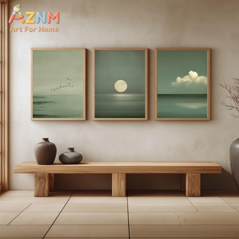 Saliegroene Oceaan Wandkunst S - Abstract Canvas Set recensie en prijs