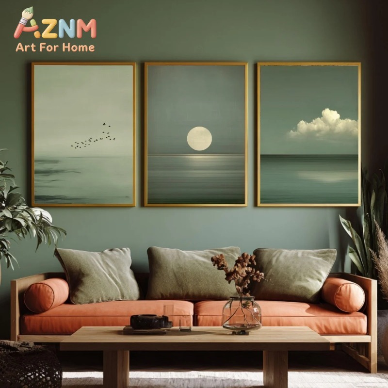 Saliegroene Oceaan Wandkunst S - Abstract Canvas Set recensie en prijs