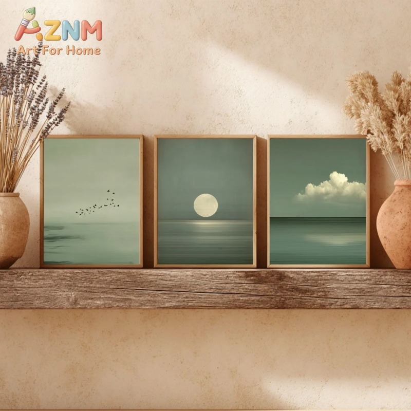 Saliegroene Oceaan Wandkunst S - Abstract Canvas Set recensie en prijs