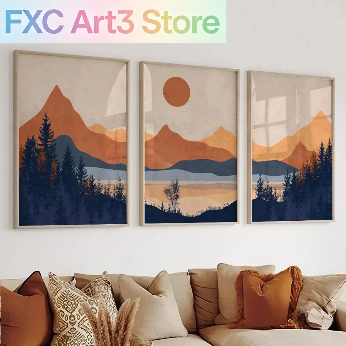 3 stks/set frameloze, terracot - Abstract Canvas Set recensie en prijs
