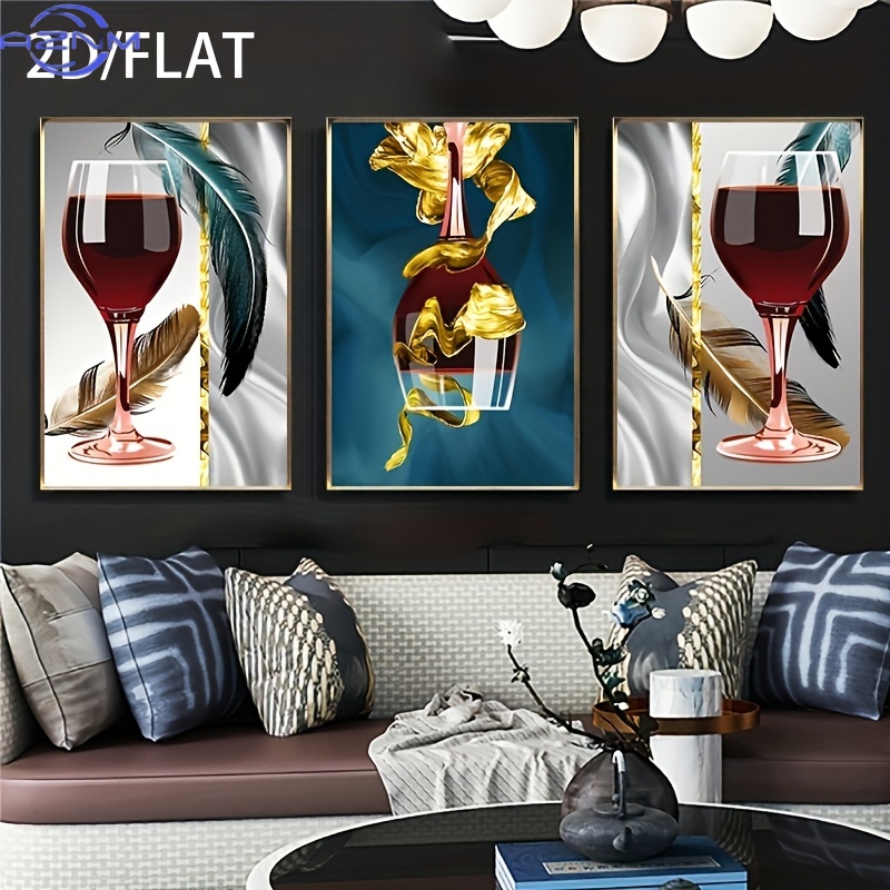 2D/FLAT 3 stks/set Rode Wijn G - Abstract Canvas Set recensie en prijs