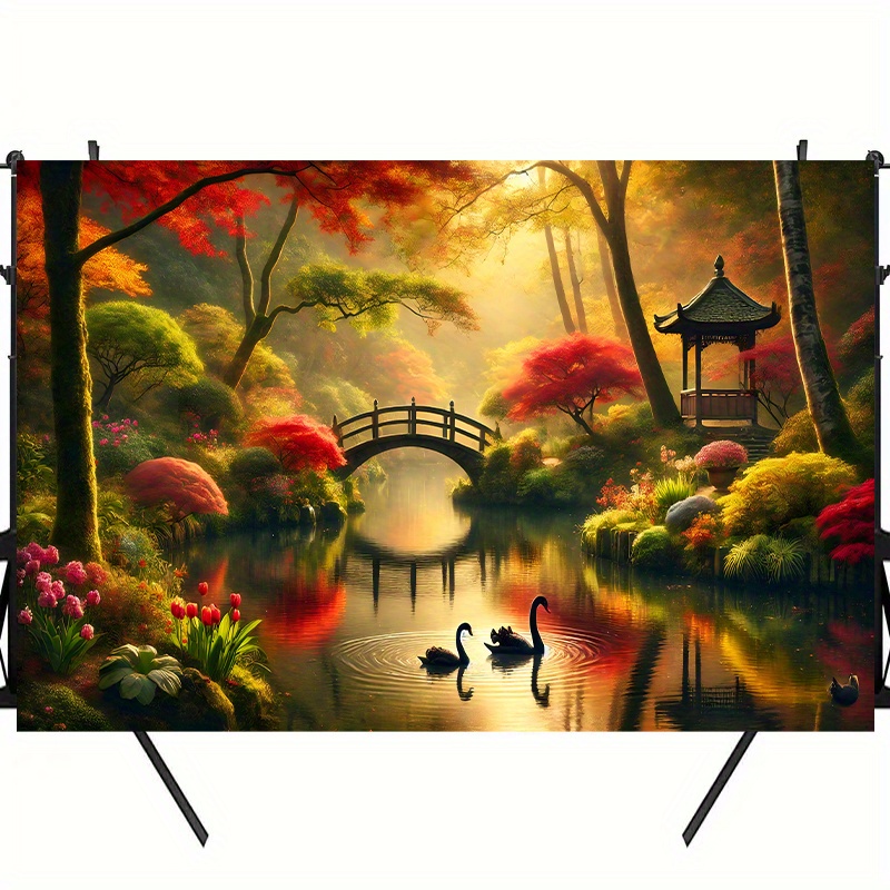 Herfst Tuin Brug Zwanen Wandta - Interior Design Landscape recensie en prijs