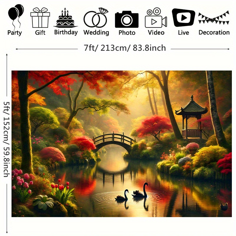 Herfst Tuin Brug Zwanen Wandta - Interior Design Landscape recensie en prijs