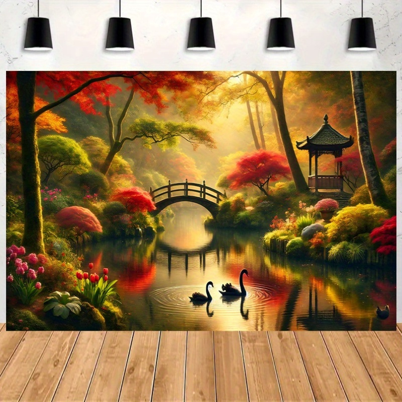 Herfst Tuin Brug Zwanen Wandta - Interior Design Landscape recensie en prijs