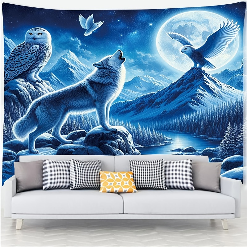 Wolf huilend naar maan muur mu - Interior Design Landscape recensie en prijs