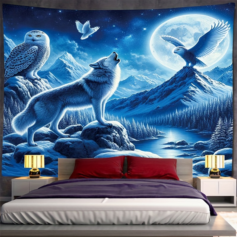 Wolf huilend naar maan muur mu - Interior Design Landscape recensie en prijs