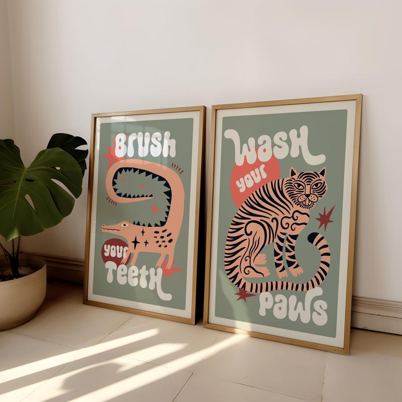 2 stks/set Tijger Wassen Uw Po - Abstract Canvas Set recensie en prijs