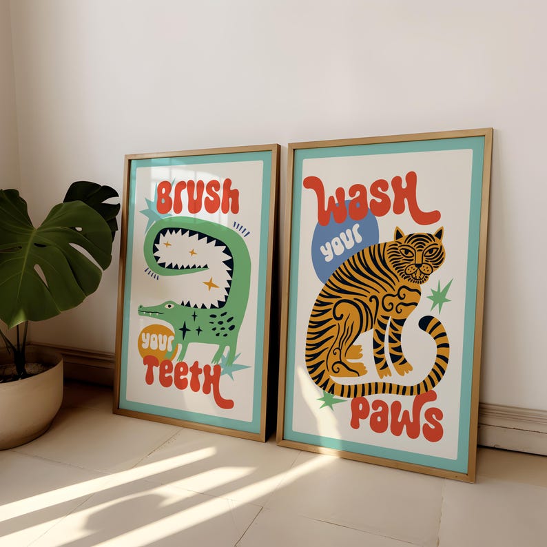 2 stks/set Tijger Wassen Uw Po - Abstract Canvas Set recensie en prijs